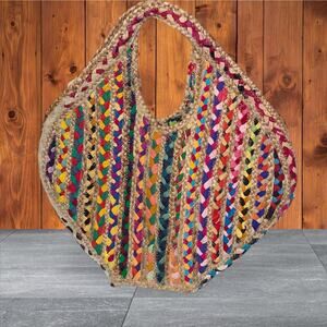 Multicolor Straw Woven Bag NWT